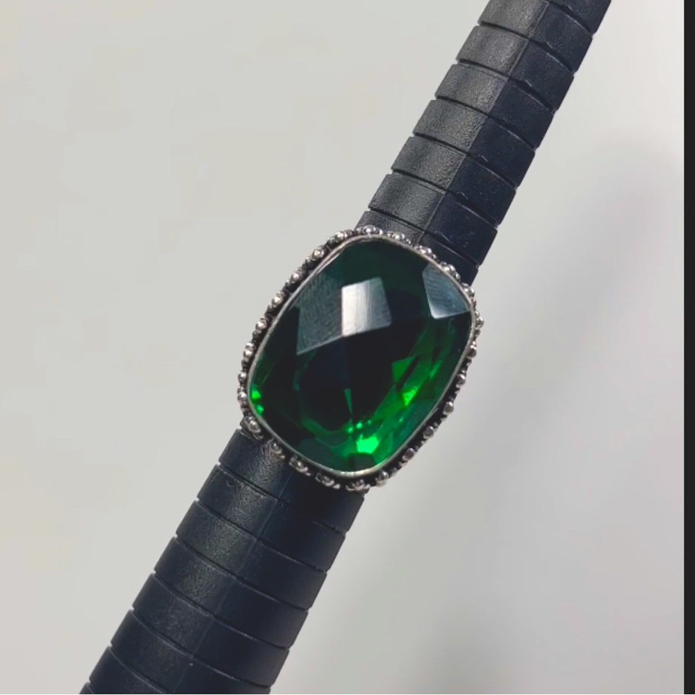 Green Quartz 925 Ring 6.75